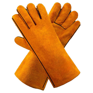 Gants de soudage en cuir de vache robuste, à manches longues, résistants à la chaleur, gants de protection pour le travail en usine et la construction - Product Image 1