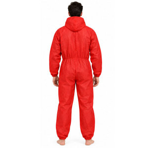 Combinaison de protection jetable non tissée avec capuche, fermeture éclair et poignets élastiques pour la construction et le nettoyage - Product Image 5