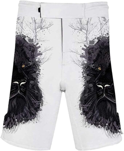 Conjunto de Camiseta Deportiva de Compresión con Estampado de Pantera Negra para Hombre, Manga Corta, Secado Rápido, Pantalones Cortos Blancos, Ropa Deportiva - Product Image 5