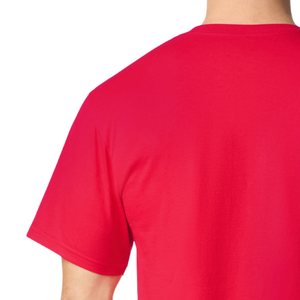 T-shirt décontracté pour homme en jersey polyester/coton rouge à col rond, avec logo frontal, manches courtes, coupe classique, doux, respirant et à séchage rapide - Product Image 4
