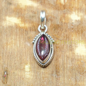 Colgante de Granate Rojo Natural Hecho a Mano con Engaste de Bisel en Plata de Ley 925 con Forma de Marquesa, Joyería Fina para Mujer al por Mayor - Product Image 4