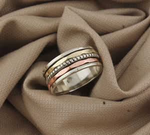 Anillo de Plata de Ley 925 con Banda Punteada, Anillo de Boda Minimalista con Textura Milgrain y Piedras Preciosas para Mujer, Venta al por Mayor - Product Image 6