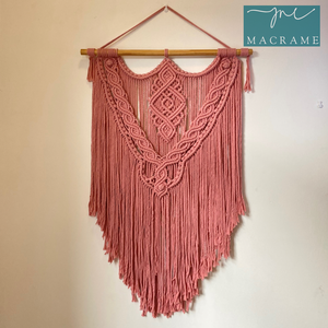 Personalizable moderno bohemio colgante de pared hecho a mano Rosa algodón macramé con diseño rojo elegante construcción arte decoración hogar - Product Image 5