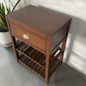 Table de chevet moderne en bois massif avec tiroir de rangement, table d'appoint, table basse, bureau d'angle pour chambre à coucher, appartement ou salon - Product Image 2