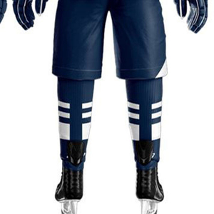 Conjunto de Uniforme de Hockey para Hombre, Corte Excelente, Color Blanco y Azul Marino, Impresión por Transferencia de Calor, Transpirable, 100% Poliéster, Servicio OEM, ELEGANTE - Product Image 4
