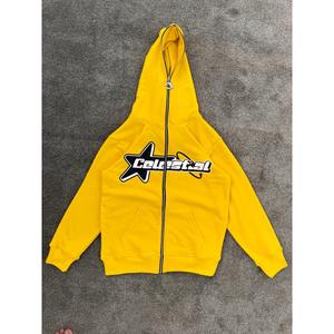 Sweat à capuche personnalisé de haute qualité en coton 500 g/m², zippé, coupe oversize, pour impression en relief, streetwear d'hiver, sweat à capuche brodé avec logo frontal - Product Image 1