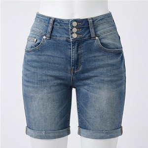 Breathable High Quality Denim Shorts Womens Cotton Button Closure Stylish Female <b>Booty</b> Casual Streetwear Fashion Apparel - Product Image 1