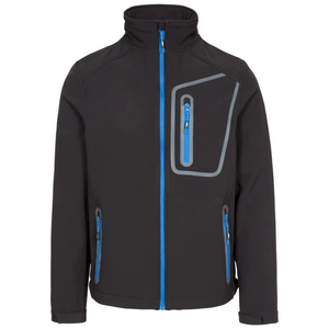 Veste de cyclisme coupe-vent noire pour homme à manches longues avec fermeture éclair bleue et poches réfléchissantes, veste de sport d'extérieur - Product Image 1