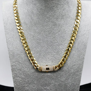 Solid 10K Real Gold Plated Men's Or Women's Hip Hop Chain Necklace With Cubic Zirconia Inlay Link Chain Jewelry - Product Image 2