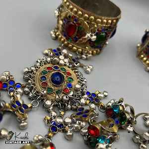 Conjunto de Pulsera y Anillo Tribal Afgano Multicolor Hecho a Mano, Estilo Kuchi Boho, para Boda, Compromiso o Fiesta, con Espejo - Product Image 3