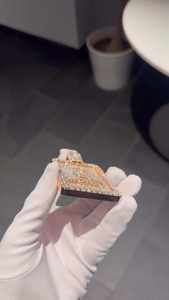 Collar Personalizado con Nombre Rectangular Estilo Hip Hop para Hombre, Chapado en Oro Rosa con Diamantes Moissanite - Product Image 3