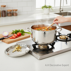 100% Food Grade Gold Plated Hammered <b>Pot</b> Luxury Hotel & Restaurant Serving Cookware Export Quality Metal Casserole with Knob - Product Image 5