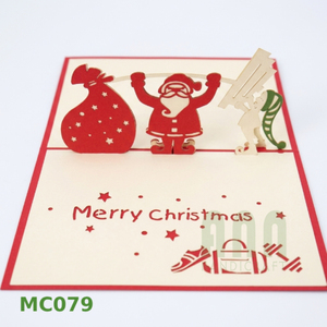 Custom Japandi 3D Laser Cut 4-Color Handmade Santa Angel Christmas Cards Thermal Transfer Printed Rectangle Shape <b>Paper</b> - Product Image 1