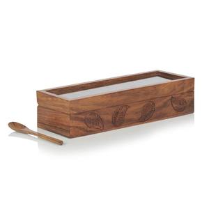Boîte de rangement à épices en bois très demandée avec couvercle et cuillère, conteneur multifonctionnel pour masala, disponible à la vente - Product Image 5