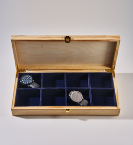 Boîte à montres en bois de luxe Royal Crafts, qualité supérieure, avec 8 emplacements, étui de présentation pour montres avec coussin en velours et couvercle transparent - Product Image 4