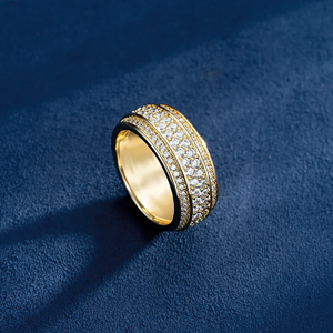 Moissanite Full Pave King <b>Ring</b> Unisex Silver Plated Luxury DEF 0.5 Carat - Product Image 4