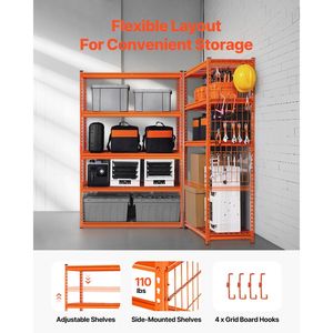 Scaffali di Stoccaggio a 5 Ripiani per Carichi Pesanti da 2500 Libbre, 45,7 cm P x 122 cm L x 182,9 cm H, Scaffalatura Industriale in Metallo Regolabile per Garage - Product Image 3