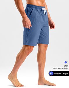 <b>Board</b> Shorts For Men's Swim Trunks Quick Dry Breathable Beach Zipper Pockets Solid Beach Bathing Suit Lightweight Swimwear - Product Image 3