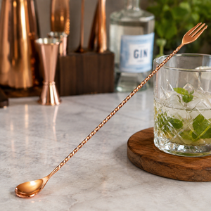 Cuillère à cocktail en cuivre avec manche torsadé, fourchette mélangeuse, cuillère à mélanger pour barman, mélangeur de boissons pour bar, café, mocktail, usage en cuisine - Product Image 2