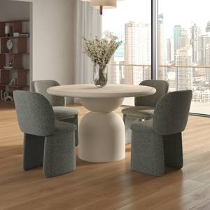 Mesa de Comedor Vandana Aureo Altis de Microhormigón Beige Claro con Base Esculpida Moderna - Product Image 1