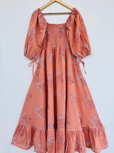 Femmes filles pur coton Maxi robe indien bloc imprimé décontracté été soirée à la mode nouvelle vente en gros longue robe mi-longue - Product Image 4