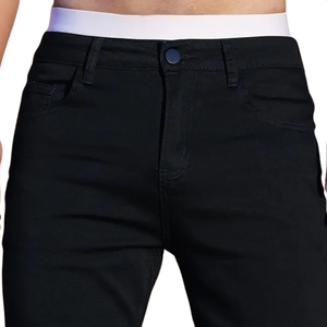<b>Mens</b> Black <b>Stretch</b> Denim Shorts Slim Fit Casual Cotton Jean Shorts High Waist Five Pocket Summer Breathable Quick Dry Laser Wash - Product Image 3