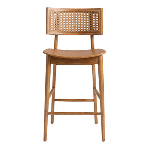 Silla de Barra Viorase de Madera Sólida Ecológica, Ajustable, Tradicional y Moderna, con Respaldo de Ratán, para Barra de Cocina o Comedor - Product Image 1