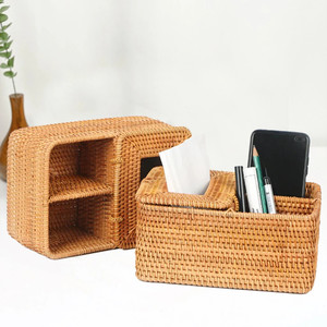 Handwoven rattan <b>tissue</b> <b>holder</b> boxes decorative napkin box container for <b>kitchen</b> living room - Product Image 3
