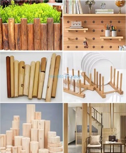 Varilla redonda de madera con mango liso, de madera dura natural, BLANQUEADA Y ENVANADORA, para decoración de muebles o jardín. - Product Image 3
