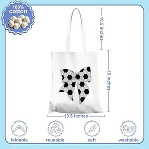 Soccer <b>Tote</b> Bag Premium <b>Canvas</b> Football Print Carry Bag Reusable Eco Friendly Shopping <b>Tote</b> For Sports Gym Travel - Product Image 6