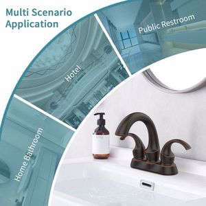 Rubinetto da Bagno a 2 Maniglie Stile Cigno da 4 Pollici, Finitura Bronzo Oliato, con Aeratore e Scarico a Scomparsa - Product Image 2