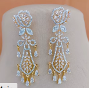 Boucles d'oreilles élégantes et élégantes en zircon doré avec de belles pierres AD pour femmes et filles pour une fête de mariage - Product Image 2