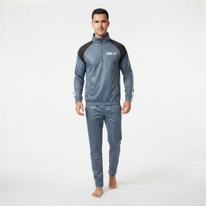 Trendy Two Piece <b>Men</b> Nylon Tracksuit <b>Half</b> <b>Zip</b> <b>Jacket</b> Pants Set Stand Collar Lightweight Training Sports Apparel - Product Image 1