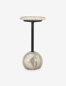Wholesale Price Travertine <b>Side</b> <b>Table</b> With <b>Storage</b> Shelf Modern Stone Accent Furniture For Home Hotel Decor Export Use Sale Set - Product Image 2
