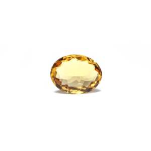 Natural Citrine Gemstone 3.45 Carat 12mm Oval Cut Golden Yellow Polished Carved Jewelry Making with Color Play - Product Image 1