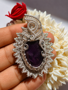 Increíble Collar de Piedras Naturales con Colgante de Alambre Plateado Tejido a Mano de Organicgems, Gema Ovalada, Unisex, para Regalo de Boda - Product Image 4