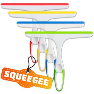 Raclette manuelle pour vitres de douche, poignée en plastique durable, écologique, couleurs aléatoires, lame en caoutchouc flexible, crochet de suspension facile, légère - Product Image 1