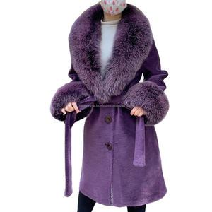 Manteau d'hiver élégant en duvet bleu pour femme Silo Sports SS-WLC-599 avec col en fourrure de renard, service OEM sur mesure, haute qualité - Product Image 1