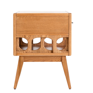 Table de chevet en bois massif avec tiroir et étagère ouverte, table de nuit moderne pour chambre à coucher ou hôtel - Product Image 5