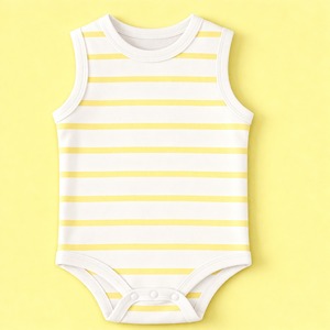 Combinaison sans manches pour bébé en coton biologique 100% personnalisable, unisexe, douce, respirante, tenue d'été pour bébé - Product Image 3