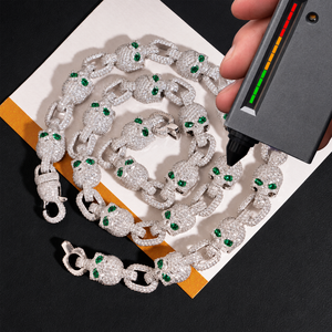 Mens Moissanite 925 <b>Silver</b> Panther Chain Necklace Green Eye Rose Gold Link Necklace Luxury Animal <b>Jewellery</b> - Product Image 2