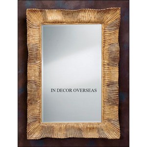 Wood <b>Mirror</b> Frame With Ruffled Texture Golden Finish Decorative Wall Art For Home Office <b>Table</b> <b>Top</b> And Wall Hanging From India - Product Image 1