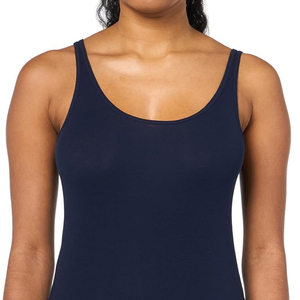 Women's Solid <b>Navy</b> Blue Scoop Neck Knitted Tank <b>Top</b> Casual Wear Regular Length - Product Image 4