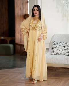 AWAIS HOUSE Women's Middle Eastern Ethnic Lightweight <b>Plus</b> <b>Size</b> Floor-Length Hand Beaded Sequined Georgette <b>Kaftan</b> Abaya Party - Product Image 5