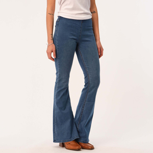 Jeans en denim évasé pour femmes, vente chaude, coupe slim extensible, qualité supérieure, taille mi-haute, longueur complète, style décontracté - Product Image 6