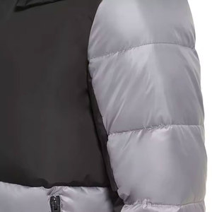 Men's Black Gray Color Block Puffer Jacket Hooded Zipper Closure Windproof <b>Thick</b> <b>Winter</b> <b>Coat</b> Casual Style - Product Image 4