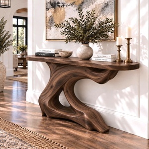 Table console rustique à bord naturel pour entrée, design rustique, table d'appoint artisanale, mobilier - Product Image 2