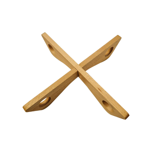 Natural Wooden Crossed Bowl Stand, <b>Foldable</b> Wood Bowl Holder for <b>Kitchen</b> Dining <b>Table</b> Home Decor - Product Image 1