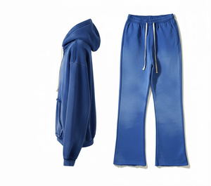 Ensemble de survêtement personnalisé imprimé DTG effet délavé, en coton épais 400 GSM, style streetwear unisexe pour mode décontractée - Product Image 3