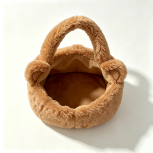 Custom <b>Cute</b> Plush <b>Bear</b> Handbag for Kids Soft Furry Brown Animal Bag with Big Eyes and Ears Unisex 11-30cm PP Cotton Filled Party - Product Image 5